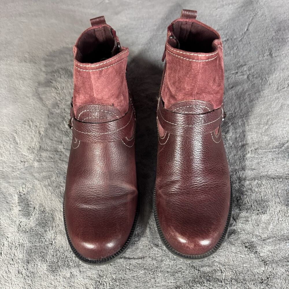 Earth Origins Boots Womens Sz 10 Burgundy Suede Paris Ankle Side Zip Block Heel - Picture 10 of 10